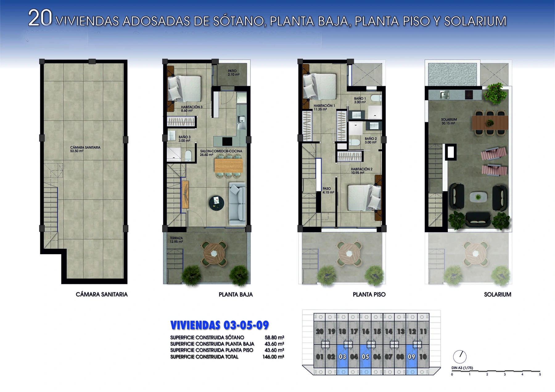 Terraced house in Dolores — Floor plans and solarium, page 1